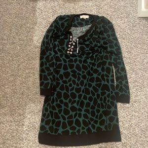 Michael Kors green and black midi dress size large